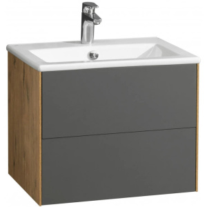 Тумба с раковиной Aquaton Сохо 60 1A2580K1AJA00 графит софт, дуб веллингтон