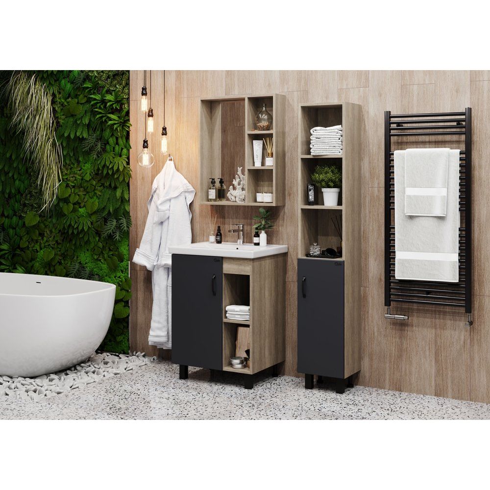 Купить Мебель для ванной Onika Тимбер 60.01 серая, дуб сонома в Москве с доставкой Мебель для ванной Onika Тимбер 60.01 серая, дуб сонома