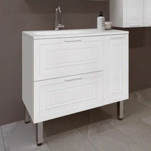 Тумба с раковиной Style Line Альба 90 Люкс L, с бельевой корзиной Тумба с раковиной Style Line Альба 90 Люкс L, с бельевой корзиной