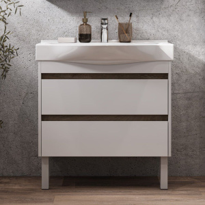 Тумба с раковиной AQUATON Нортон 80, подвесная, белый глянец Тумба с раковиной AQUATON Нортон 80, подвесная, белый глянец