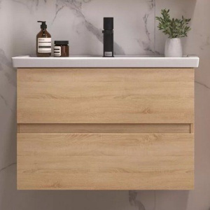 Тумба с раковиной SanStar Тоскана 80 дуб сонома светлый, раковина Kirovit Фостер 80