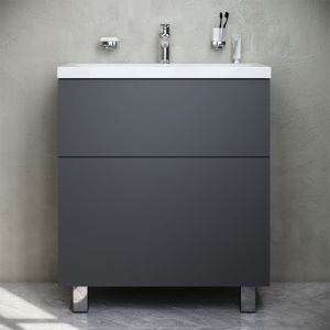 Тумба с раковиной AM.PM Gem 75 графит матовый, напольная, с 2 ящиками Тумба с раковиной AM.PM Gem 75 графит матовый, напольная, с 2 ящиками