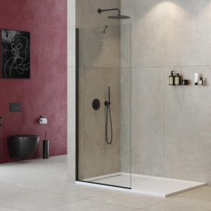 Душевая перегородка Cezares Liberta L-1-TB-90-C-NERO профиль черный, стекло прозрачное