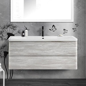 Тумба с раковиной BelBagno Albano 120 подвесная, rovere vintage bianco, белая глянцевая раковина