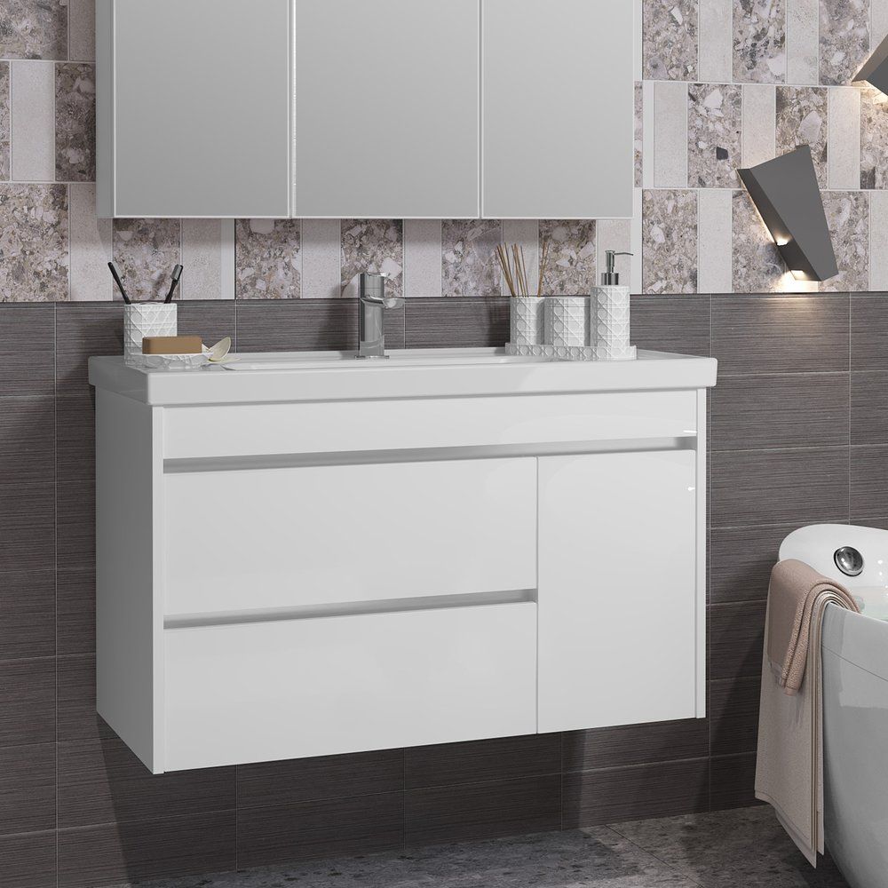 Купить Мебель для ванной Opadiris Фреш 100 белая, вар.2 в Москве с доставкой Мебель для ванной Opadiris Фреш 100 белая, вар.2