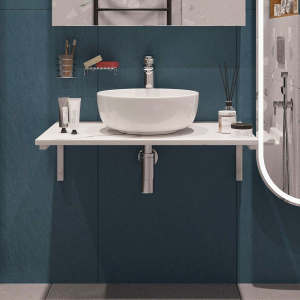 Столешница с раковиной DIWO Элиста 80 белый мрамор, с раковиной Moduo 40 RING Столешница с раковиной DIWO Элиста 80 белый мрамор, с раковиной Moduo 40 RING