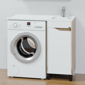 Тумба с раковиной СаНта Сатурн 38 R под стиральную машину, напольная, 1 дверца, дуб австрийский