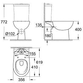 Купить Чаша напольного унитаза Grohe BauCeramic 39349000 безободковая в Москве с доставкой Чаша напольного унитаза Grohe BauCeramic 39349000 безободковая