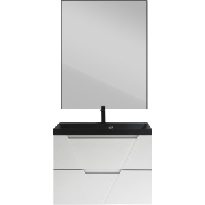 Мебель для ванной BelBagno Vittoria 80 подвесная, bianco lucido, черная матовая раковина