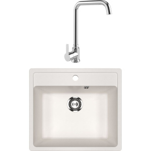 Комплект Мойка кухонная Ulgran U-104 -331 молочная + Смеситель MEGA Ege MG-PL10 хром