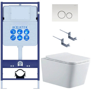 Комплект унитаз с инсталляцией с кнопкой Aquatek Либра SET AQUATEK ЛИБРА N KDI15 безободковый