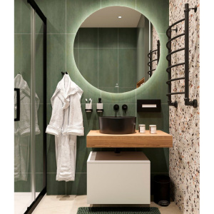 Мебель для ванной STWORKI Ольборг 80 столешница дуб французский, без отверстий, с тумбой 50