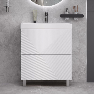 Тумба с раковиной Velvex Edge 70.2Y напольная, белая