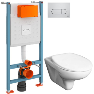 Комплект Унитаз подвесной Roca Mateo + Крышка DIWO Матео 0346 с микролифтом + Инсталляция VitrA V-Fix Core 732-5800-01 с кнопкой смыва Root R 740-2280 хром