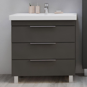 Тумба с раковиной 1MarKa Gaula 80Н черная, 3 ящика