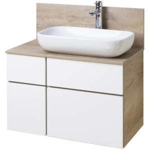 Тумба с раковиной Aquaton Мишель 80 1A2445K0MIX40 дуб эндгрейн, белая