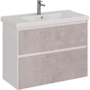 Тумба с раковиной Lemark Combi 100 бетон, белая глянцевая Тумба с раковиной Lemark Combi 100 бетон, белая глянцевая