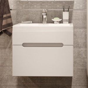 Тумба с раковиной DIWO Коломна, 60, подвесная с накладной раковиной, белая, МДФ Тумба с раковиной DIWO Коломна, 60, подвесная с накладной раковиной, белая, МДФ