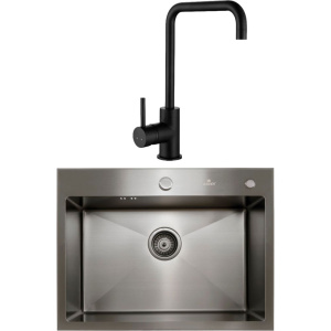 Комплект Мойка кухонная Kaiser KSM-6046 черная + Смеситель Merkur 26844-9 черный