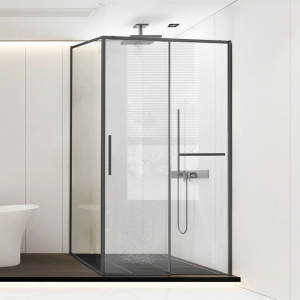 Душевой уголок Vincea Slim Soft VSR-1SS9011CLGM 110x90, профиль вороненая сталь, стекло прозрачное