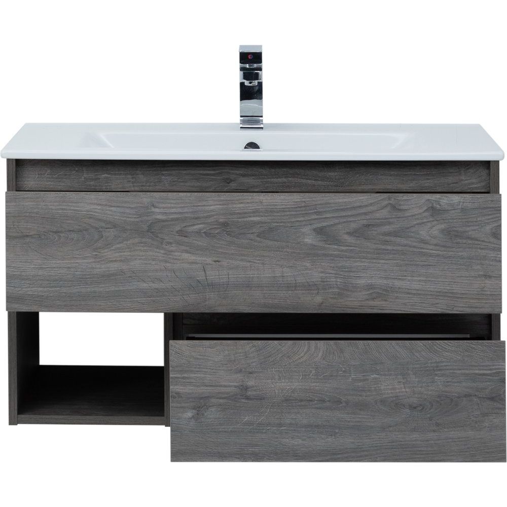 Купить Мебель для ванной STWORKI Карлстад 90 дуб рошелье, в стиле лофт, серая (комплект, гарнитур) в Москве с доставкой Мебель для ванной STWORKI Карлстад 90 дуб рошелье, в стиле лофт, серая (комплект, гарнитур)