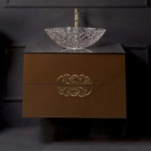 Тумба с раковиной Armadi Art NeoArt 80, шоколад с ручками Ajur золото