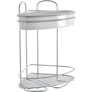 Полка Metaltex Orbit 40.37.08 угловая, 2-ярусная, серебро, белая, с креплениями