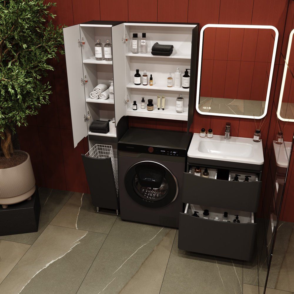 Купить Мебель для ванной Style Line Бергамо Мини 60 Люкс Plus напольная, антискрейтч черная в Москве с доставкой Мебель для ванной Style Line Бергамо Мини 60 Люкс Plus напольная, антискрейтч черная