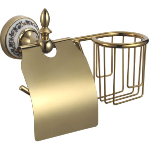 Держатель туалетной бумаги Savol 68 b S-L06851B L, золото, с держателем освежителя воздуха