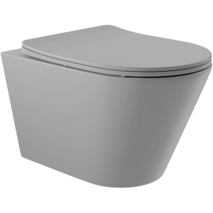 Унитаз подвесной Aqueduto Cone CON0130 безободковый, с микролифтом, серый матовый