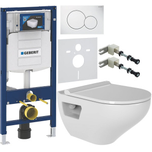Комплект Унитаз подвесной Bien Ion безободковый, с биде + Инсталляция Geberit Duofix UP 320 111.300.00.5 + Кнопка Sigma 01 115.770.11.5 белая + Крепления 111.815.00.1 к стене + Шумоизоляция