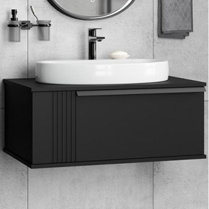 Тумба с раковиной Brevita Savoy 80, подвесная, черная