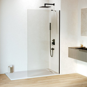Душевая перегородка RGW Walk In WA-102B 110x195, профиль черный, стекло прозрачное 6 мм