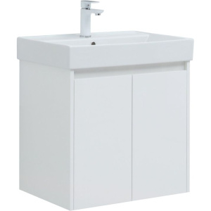 Тумба с раковиной Aquanet Nova Lite 60 белый глянец, с дверками