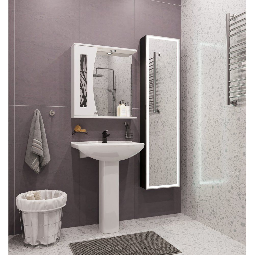 Купить Комплект Раковина DIWO Дмитров 0113 , подвесная, фаянсовая, 70 см, белая + Сифон Wirquin Минор с отводом для стиральной машины + Пьедестал квадрат 0201 + Зеркало STWORKI Брамминг 70х90, черное в Москве с доставкой Комплект Раковина DIWO Дмитров 0113 , подвесная, фаянсовая, 70 см, белая + Сифон Wirquin Минор с отводом для стиральной машины + Пьедестал квадрат 0201 + Зеркало STWORKI Брамминг 70х90, черное