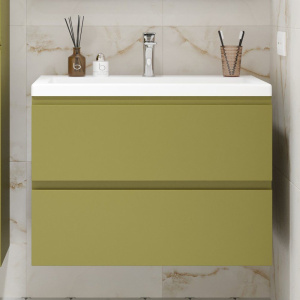 Тумба с раковиной Art&Max Bianchi 90 подвесная, оливковая, белая раковина