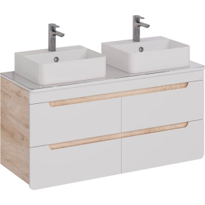 Тумба с раковиной Lemark Olivia 125 дуб кантри, белая глянцевая, раковина MyJoys Тумба с раковиной Lemark Olivia 125 дуб кантри, белая глянцевая, раковина MyJoys