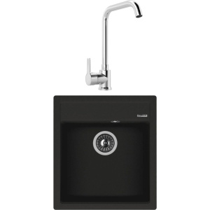 Комплект Мойка кухонная Florentina Липси 460 антрацит + Смеситель MEGA Ege MG-PL10 хром Комплект Мойка кухонная Florentina Липси 460 антрацит + Смеситель MEGA Ege MG-PL10 хром