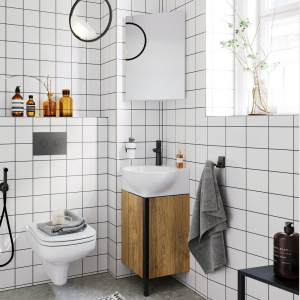 Мебель для ванной Aqwella Porto 45 угловая, дуб балтийский, фурнитура черная