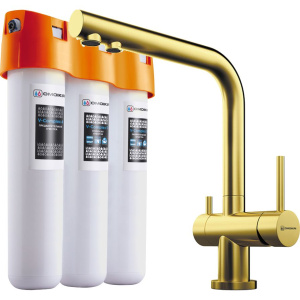 Комплект Смеситель Omoikiri Nagano PVD-G светлое золото + Фильтр Pure Drop Lite