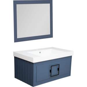 Мебель для ванной La Fenice Cubo 80 синяя, ручка черная