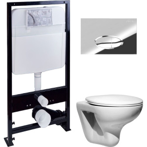 Комплект Унитаз подвесной Roca Mateo + Крышка DIWO Матео 0346 с микролифтом + Инсталляция EWRIKA ProLT 0026-2020 + Кнопка 0051 хром Комплект Унитаз подвесной Roca Mateo + Крышка DIWO Матео 0346 с микролифтом + Инсталляция EWRIKA ProLT 0026-2020 + Кнопка 0051 хром