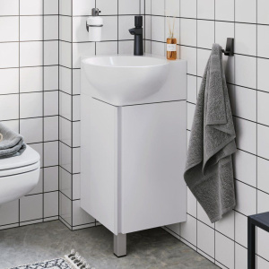 Тумба с раковиной Aqwella Porto 45 угловая, белая, фурнитура белая