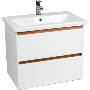 Тумба с раковиной VIANT Мальта 70 подвесная, белая, дуб вотан