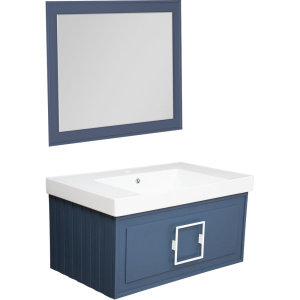 Мебель для ванной La Fenice Cubo 80 синяя, ручка белая