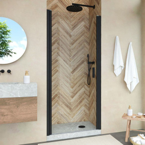 Душевая дверь в нишу Vegas Glass EP Novo h2000 60 02М 01 профиль черный матовый, стекло прозрачное