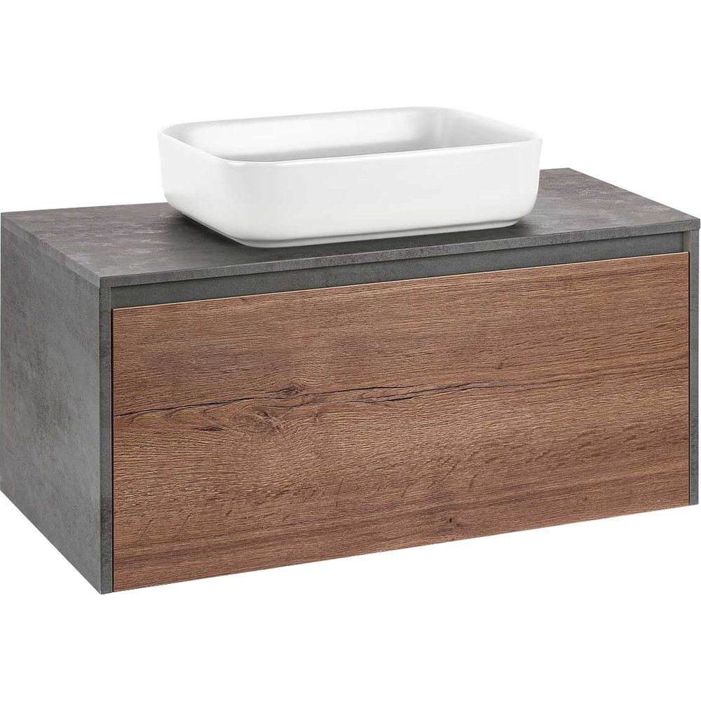 Купить Мебель для ванной Vincea Mesa 100 дуб табак, бетон в Москве с доставкой Мебель для ванной Vincea Mesa 100 дуб табак, бетон