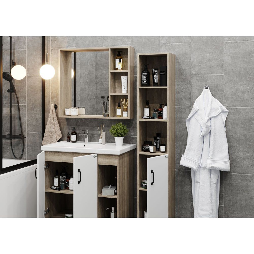 Купить Мебель для ванной Onika Тимбер 80.10 R, белая, дуб сонома в Москве с доставкой Мебель для ванной Onika Тимбер 80.10 R, белая, дуб сонома