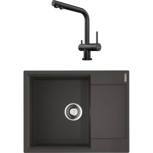 Комплект Мойка кухонная Omoikiri Daisen 65 черная + Смеситель Nagano PVD-GM вороненая сталь Комплект Мойка кухонная Omoikiri Daisen 65 черная + Смеситель Nagano PVD-GM вороненая сталь