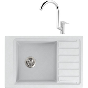 Комплект Мойка кухонная FOSTOGRAN Юника 650 арктик + Смеситель MEGA Snow MG-SH03 хром Комплект Мойка кухонная FOSTOGRAN Юника 650 арктик + Смеситель MEGA Snow MG-SH03 хром